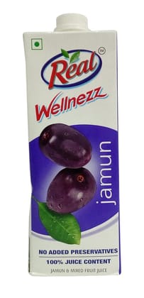 Real Wellnezz Fruit Drink, Jamun, 1L Carton