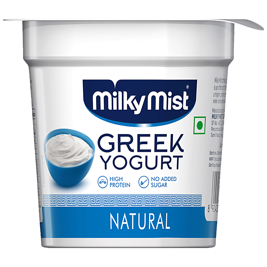 Milky Mist Greek Yogurt, Natural, High Protein, No Added Sugar, 100 G
