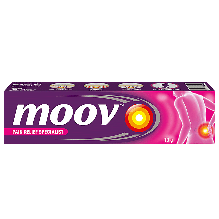 Moov Instant Pain Relief Cream, Useful For Back, Joint, Knee, Muscle Pain & Sports & Fitness Injuries, 10 G Tube