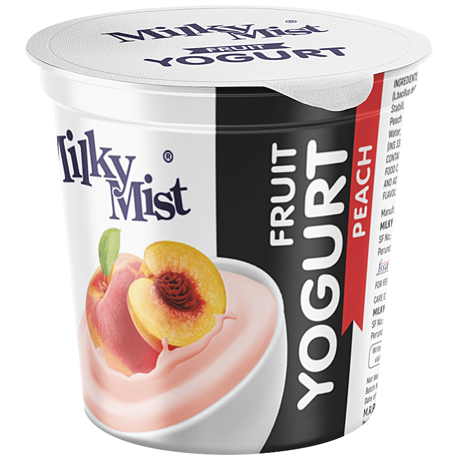 Milky Mist Fruit Yoghurt, Peach, Great Source Of Probiotics, Light & Healthy, 100 G