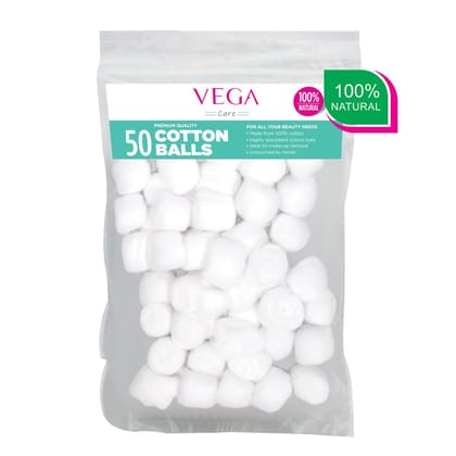 Vega Cotton Ball For Eye, Face Makeup And Nail Paint Remover (Pack Of 50)