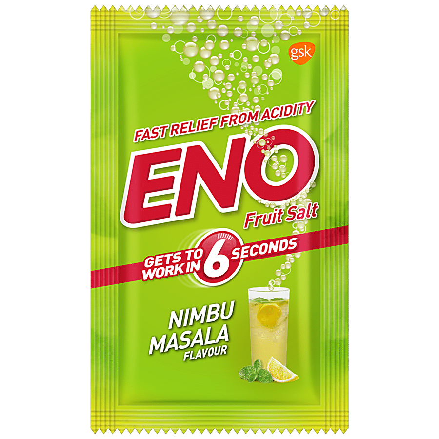 Eno Digestive Anatacid, Nimbu Masala Flavour, Fruit Salt, Fast Relief From Acidity, 5 G