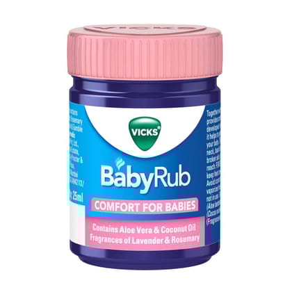 Vicks Vapo Rub With Menthol, Camphor & Eucalyptus Oil, Relieves Cold & Cough, Clears Blocked Nose, 25 Ml Bottle