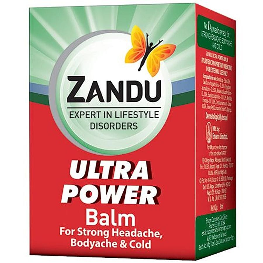 Zandu Ultra Power Balm, For Quick Pain Relief, Headache, Sprain, 8 Ml Bottle
