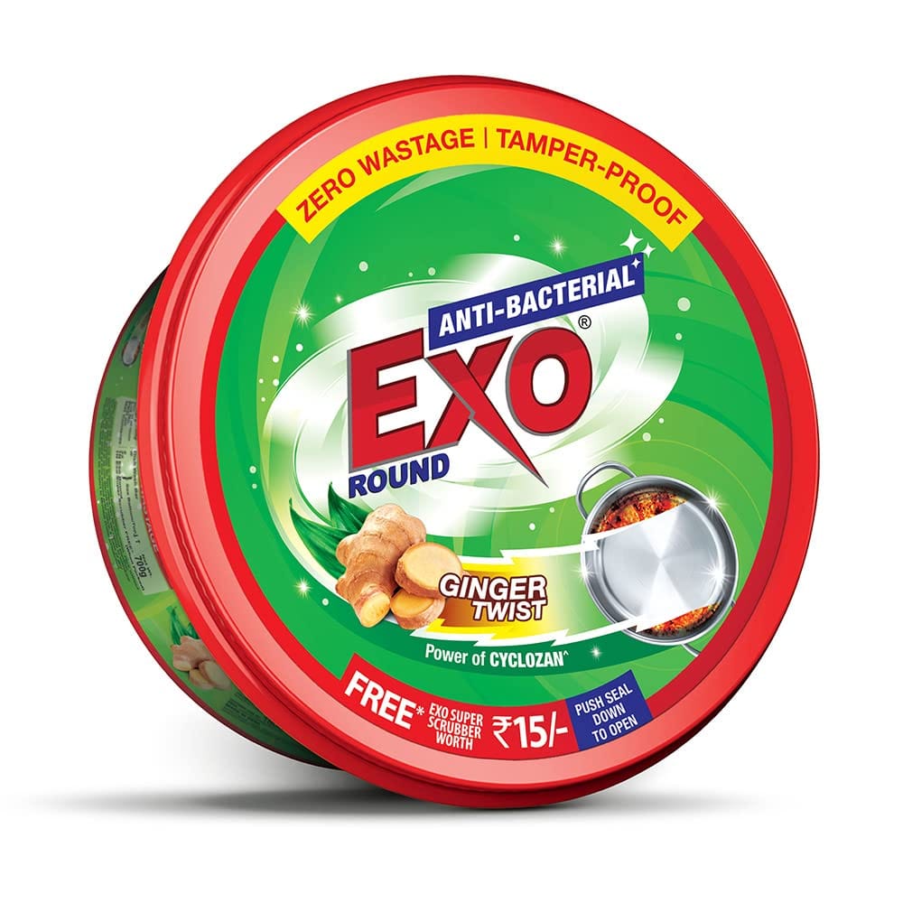 Exo Round Dishwash Bar, Complete Dishwashing Solution With Anti, Bacterial Efficacy, 700G