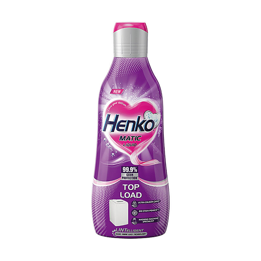 Henko Matic Liquid Detergent, Top Load With Nano Fibre Lock Technology, 99.9% Germ Protection, 1 L