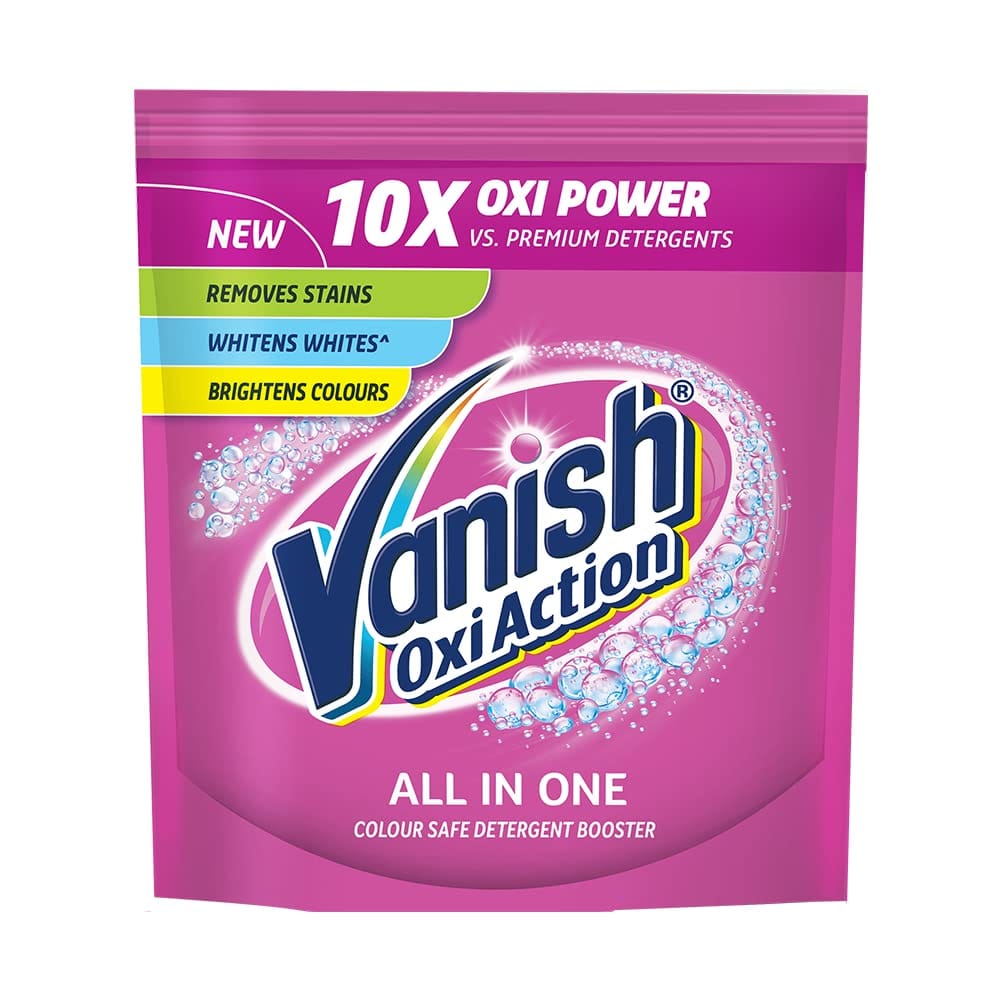 Vanish All In One Powder Detergent Booster, Stain Remover For Clothes, Whitens Whites Brightens Colours, 100 G