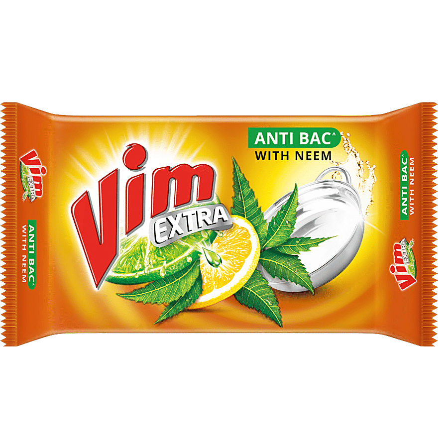 Vim Extra Dishwash Bar, Anti, Bac With Neem, 145G