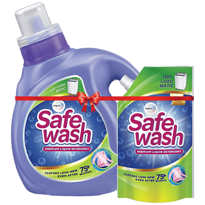Safewash Matic Top Load Liquid Detergent, 2X Stain Removal With Colour Protect Technology, 1 L