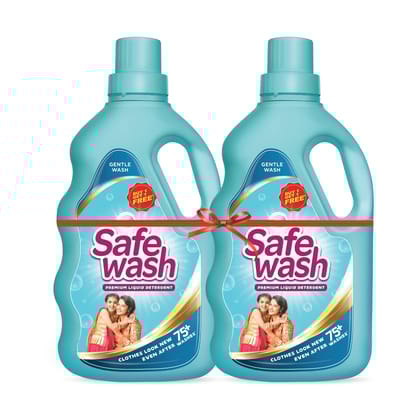Safewash Gentle Premium Liquid Detergent With Active Fabric Conditioners, Soda And Bleach Free, Ph Neutral Formula For 7, In, 1 Expert Care, 500 gm (Pack Of 2)