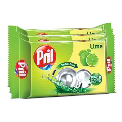 Pril Bar 400G Set Of 3, Removes Tough Stains And Malodour, With The Power Of Active Boosters |Contains Goodness Of Lime