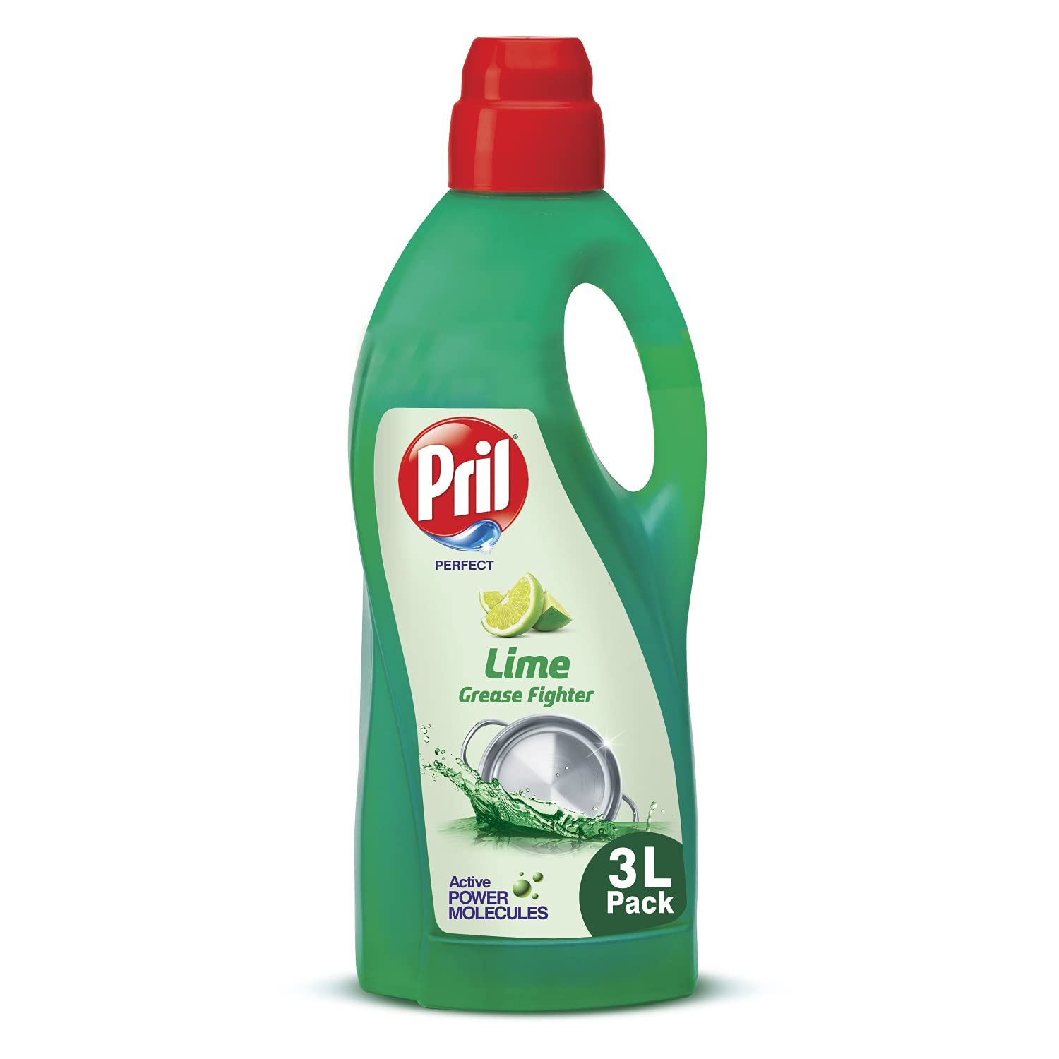 Pril Grease Fighter Liquid Dishwash Gel, 3 L, Liquid Dishwashing Gel With Goodness Of Lime, Insta Clean, With Active Power Molecules That Removes Grime With Ease, Zero White Residue
