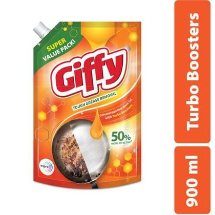 Giffy Dish Wash Gel With Turbo Boosters, 900 Ml