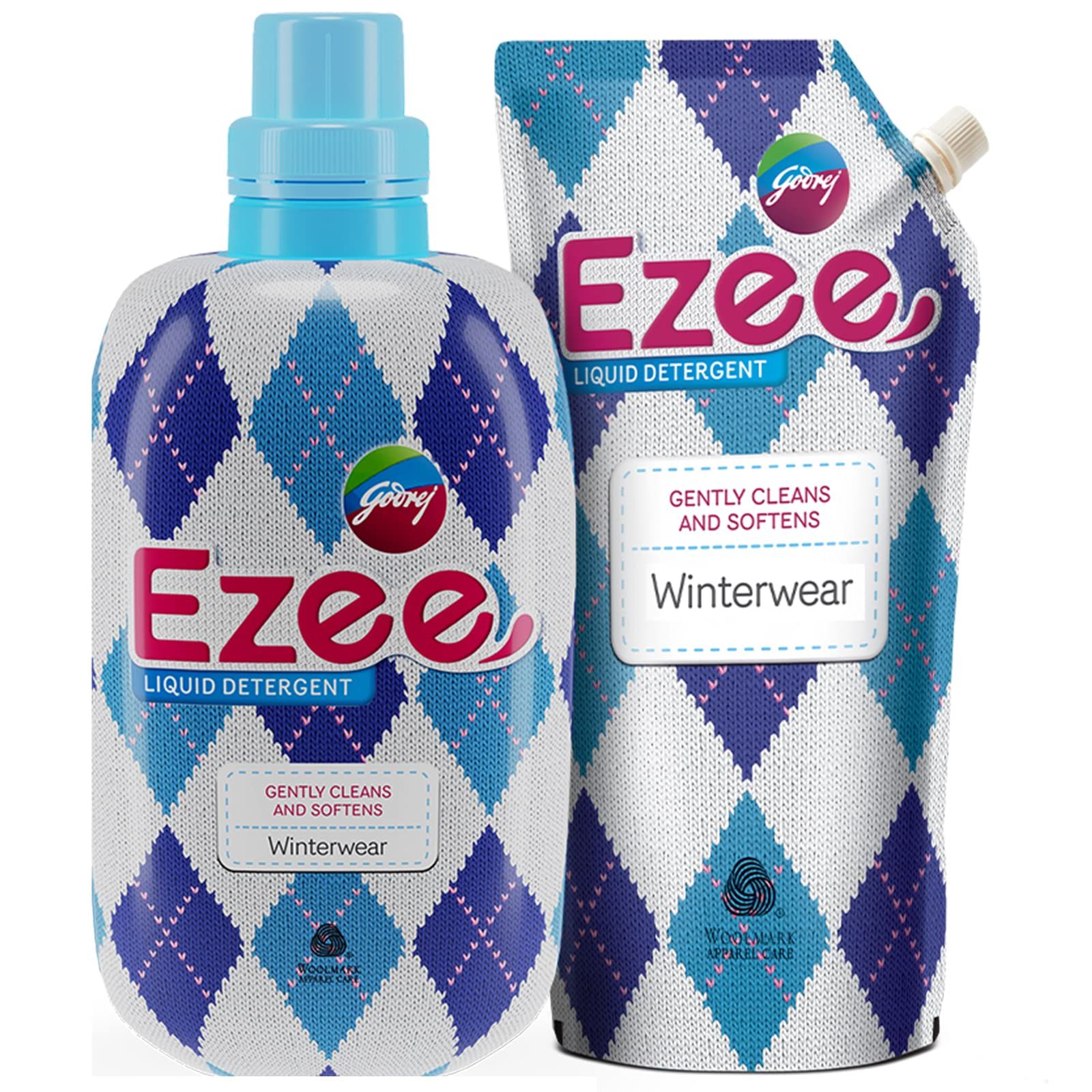 Godrej Ezee Liquid Detergent, Winterwear, No Soda Formula, 2Kgs (1 Bottle & 1 Refill)