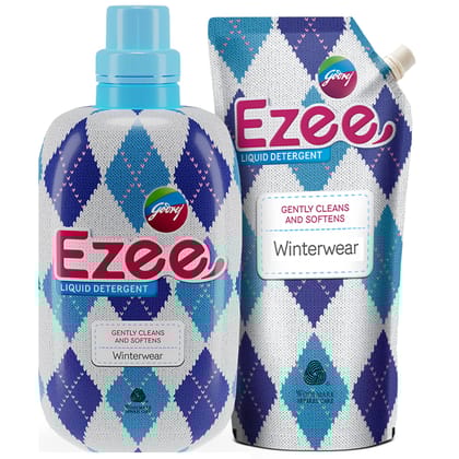Godrej Ezee Liquid Detergent, Winterwear, No Soda Formula, 2Kgs (1 Bottle & 1 Refill)