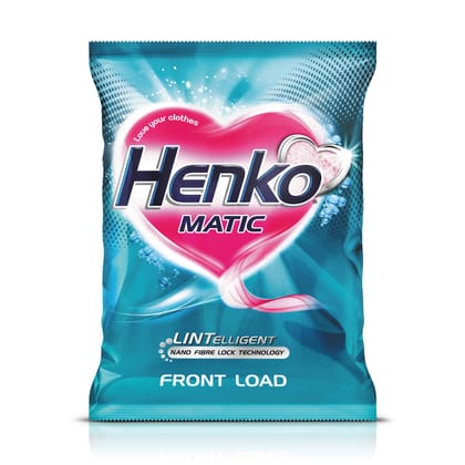 Hemir Henko Matic Front Load Detergent Powder 2Kg, Lintelligent Nano Fibre Lock Technology, Removes The Toughest Of Stains From Your Clothes, Locking Fibres & Color Intact