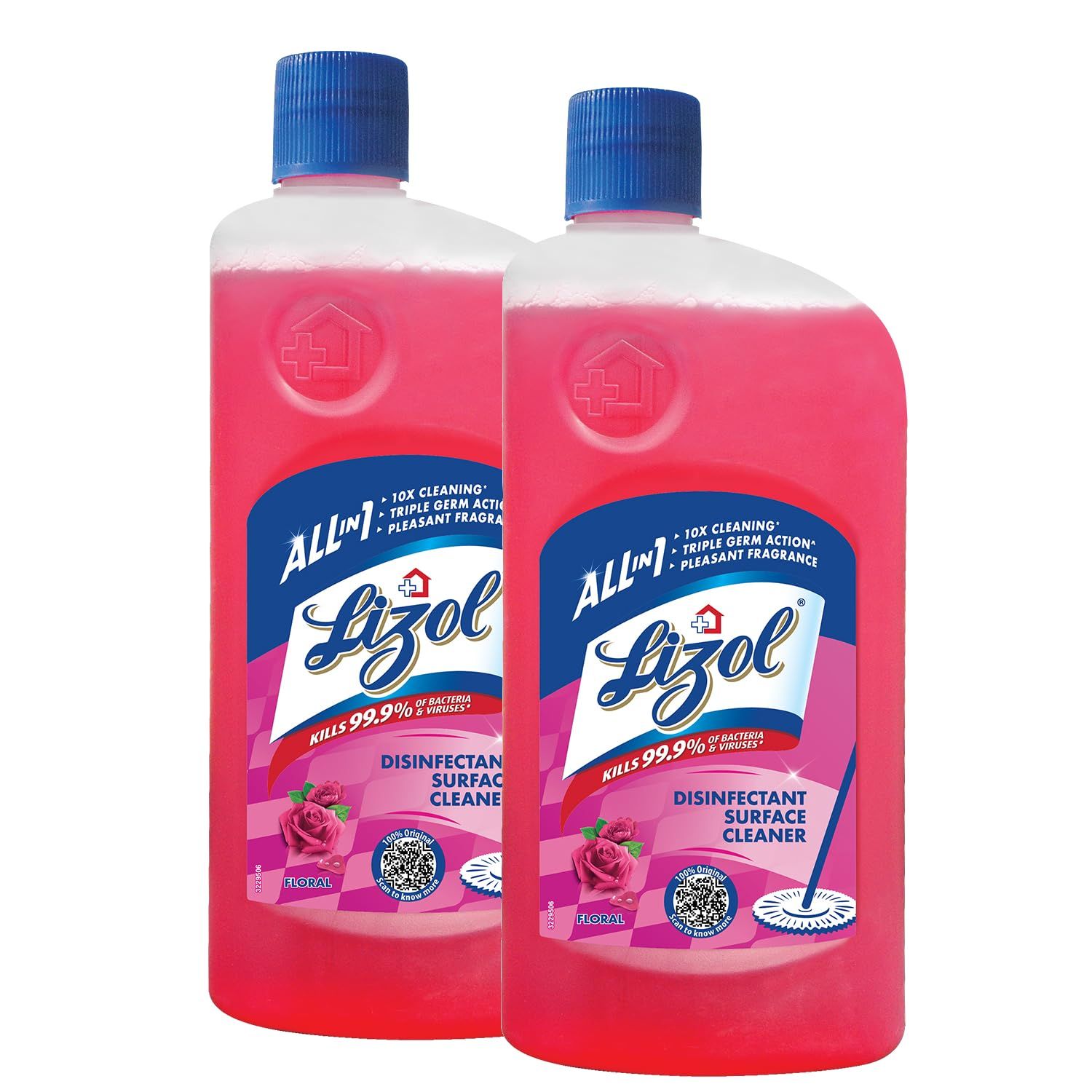 Lizol Floral, Disinfectant Surface & Floor Cleaner Liquid, Suitable For All Floor Cleaner Mops, Kills 99.9% Germs, India's #1 Floor Cleaner, 625 Ml (Pack Of 2)