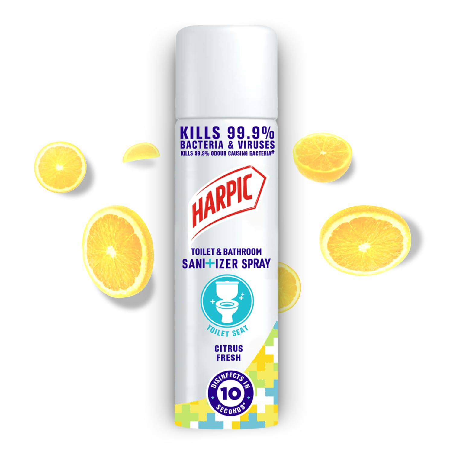 Harpic 90 Ml, Citrus Fresh, Toilet Seat Sanitizer Spray, Disinfects Toilet Seat Covers, Tap And Doorknob, Kills 99.9% Germs
