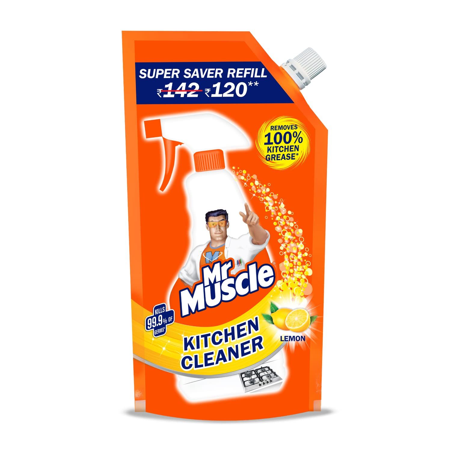 Mr. Muscle Mr Muscle Kitchen Cleaner, 425Ml Pouch (Lemon)