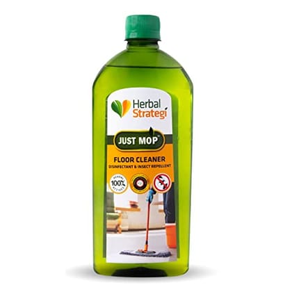 Herbal Strategi Just Mop Herbal Floor Cleaner Liquid, Natural Disinfectant & Insect Repellent, Skin Safe, 500Ml