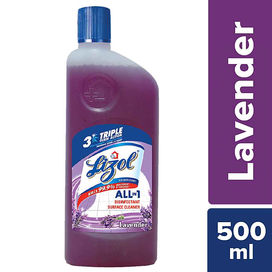 Lizol Disinfectant Surface & Floor Cleaner Liquid, Lavender, 500 Ml