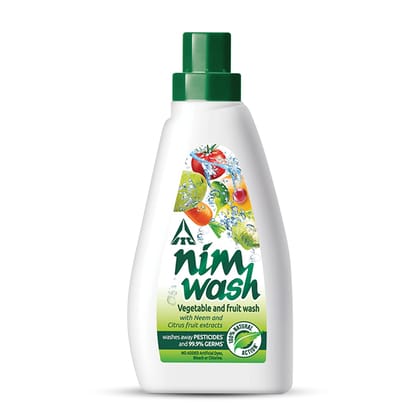 Nimwash Vegetable & Fruit Wash, 100% Natural Action, Removes Pesticides & 99. 9% Germs, With Neem And Citrus Fruit Extracts, 500 Ml