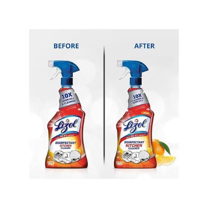 Lizol Kitchen Cleaner Spray, Suitable For All Kitchen Surfaces, Gas Stove, Countertop, Tiles, Chimney And Sink, Kills 99.9% Germs, 450 Ml