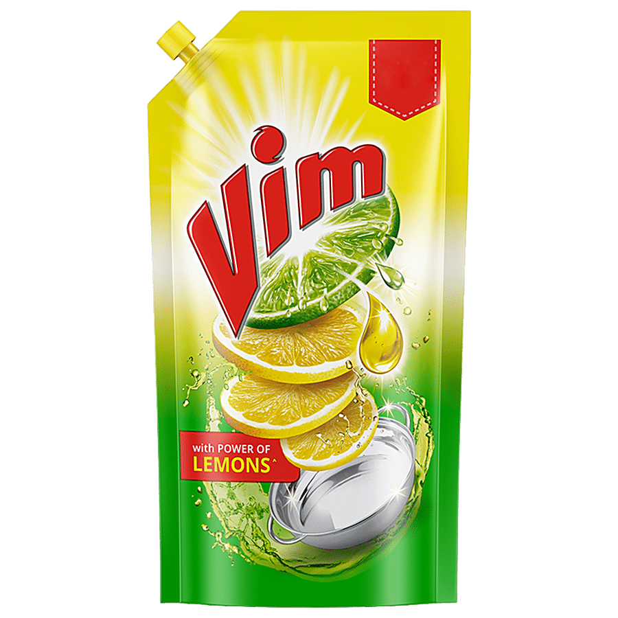 Vim Dishwash Liquid Gel, Lemon, 140 Ml Pouch