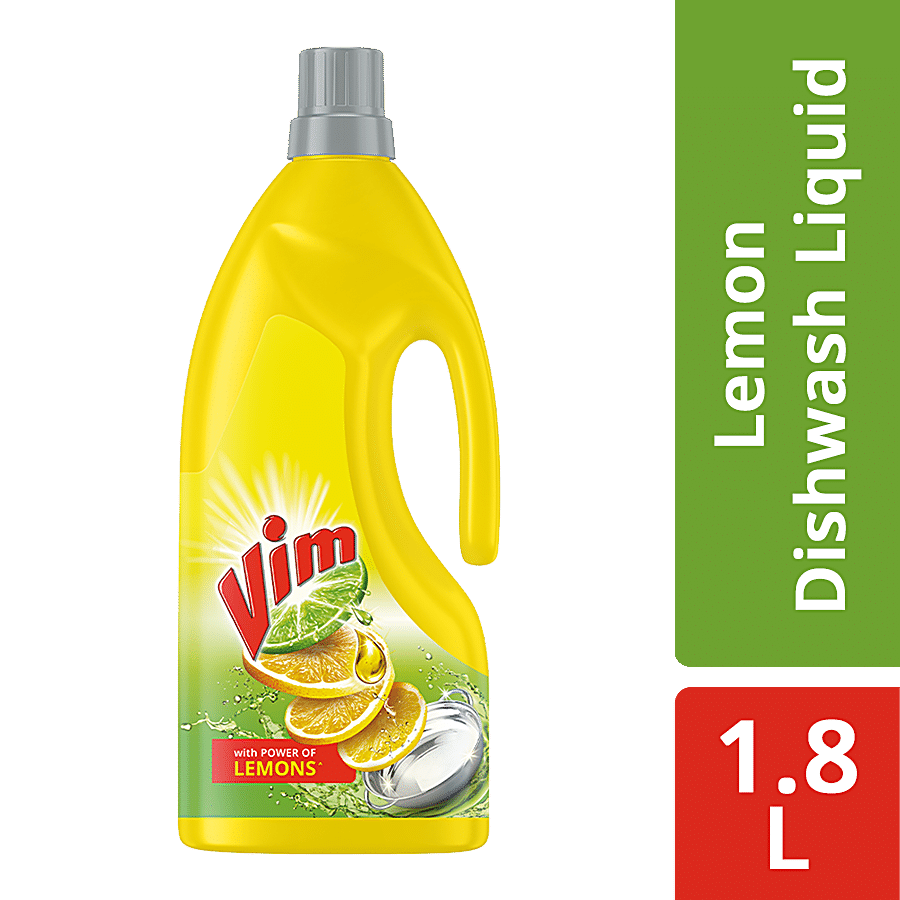 Vim Dishwash Liquid Gel, Lemon, 1.8 L Can