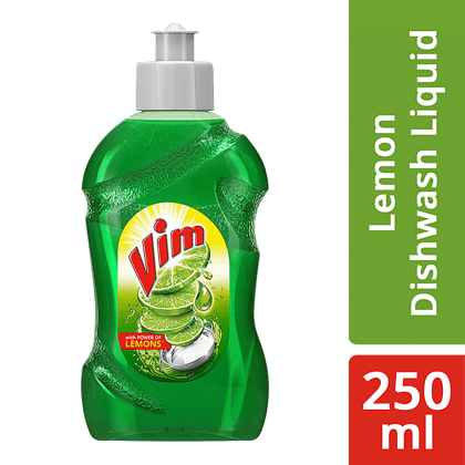 Vim Dishwash Liquid, With Power Of Lemons, 250 Ml Bottle