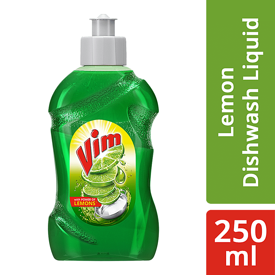 Vim Dishwash Liquid, With Power Of Lemons, 250 Ml Bottle