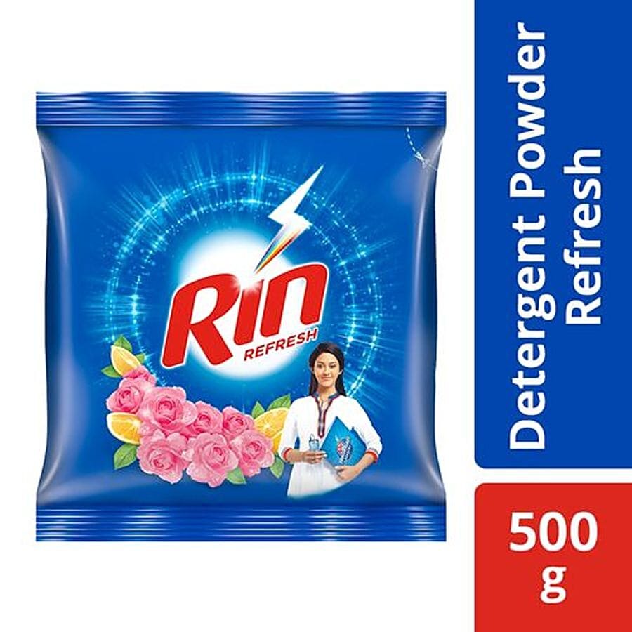 Rin Refresh Detergent Powder, Top & Front Load, Lemon & Rose, 500 G