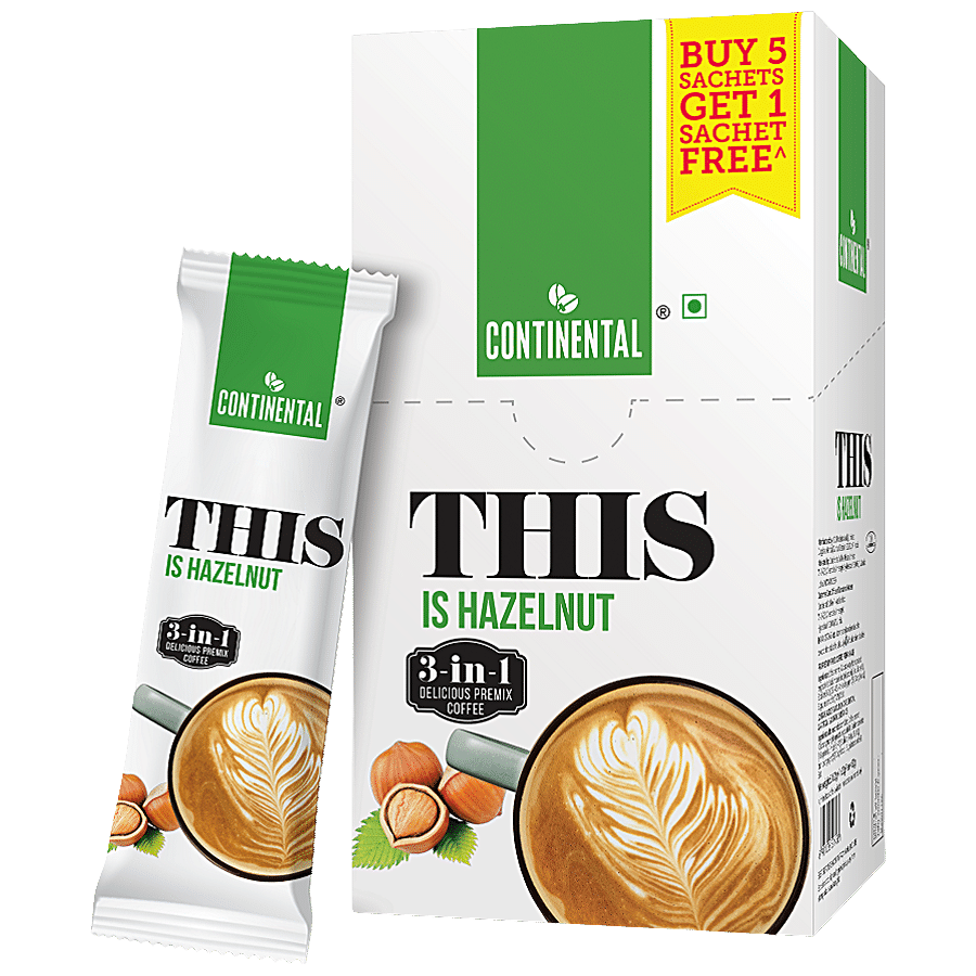 Continental This Hazelnut 3 In 1 Premix Instant Coffee, 22 G Pack of 6