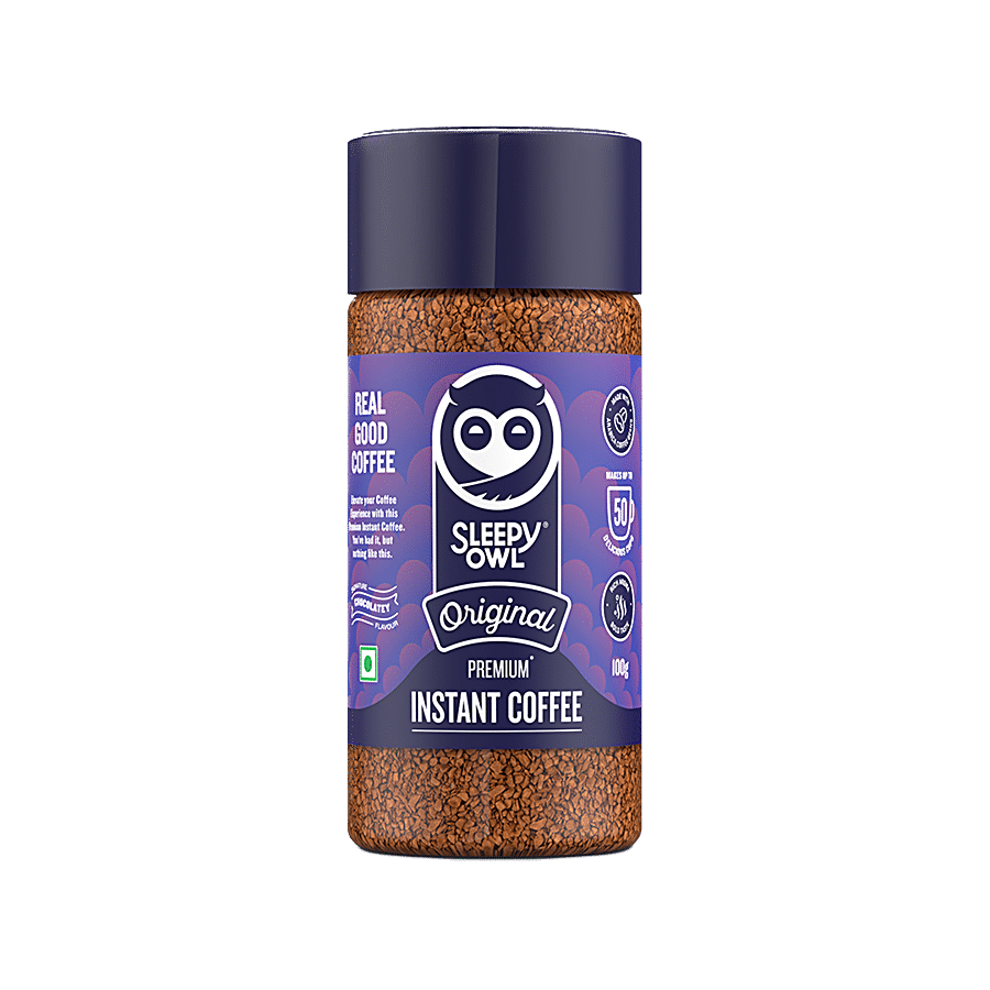 Sleepy Owl Premium Instant Coffee, Original, Freeze Dried, 100 G