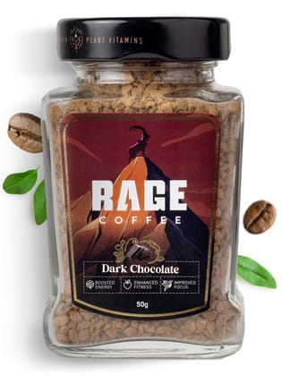 Rage Coffee Dark Chocolate Instant Coffee, Premium Arabica Instant Coffee (Make Delicious Hot/Cold Coffee) (Dark Chocolate, ) (Dark Chocolate, 50G)