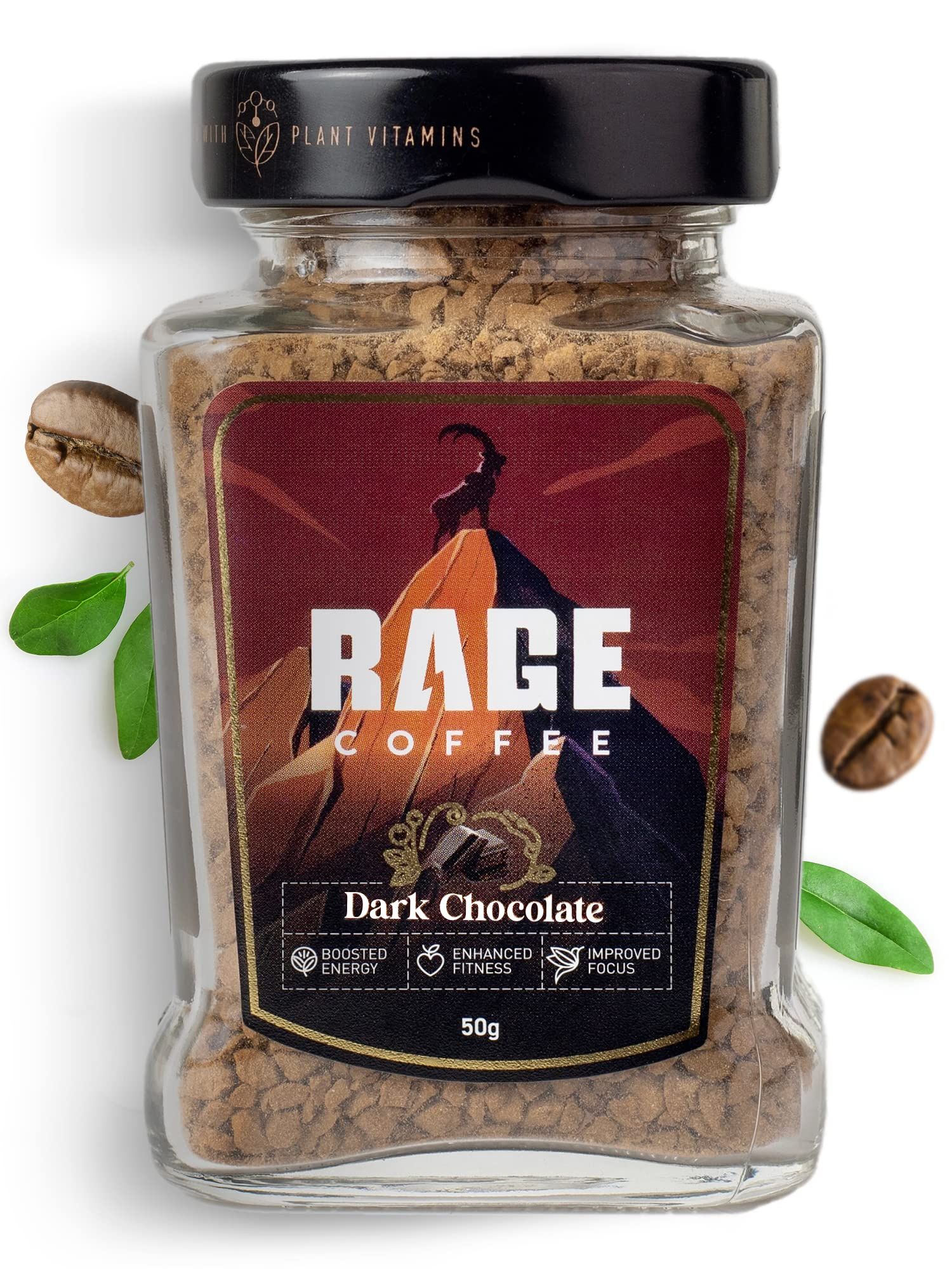 Rage Coffee Dark Chocolate Instant Coffee, Premium Arabica Instant Coffee (Make Delicious Hot/Cold Coffee) (Dark Chocolate, ) (Dark Chocolate, 50G)