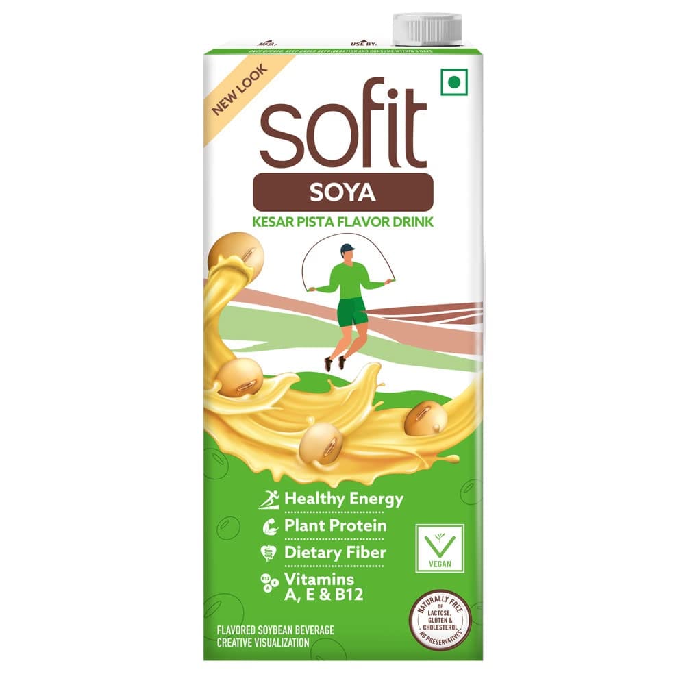Sofit Soya Drink Kesar Pista, 1 L, Vegan Drink