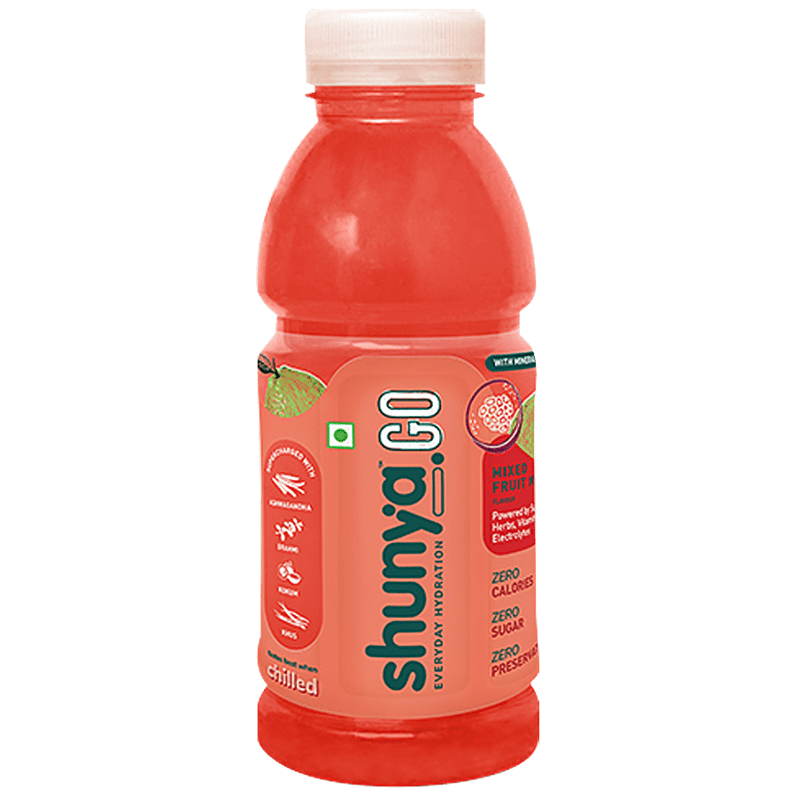 Shunya Go Mixed Fruit Mania, Active Hydration Drink With Zero Sugar & No Preservatives, 300 Ml Bottle