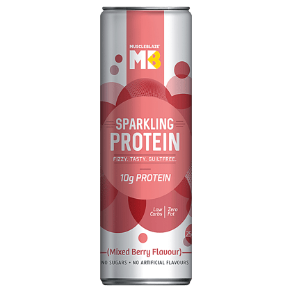 MuscleBlaze Sparkling Protein Water, 10G Protein, Mixed Berry, 250 Ml (Pack Of 6)