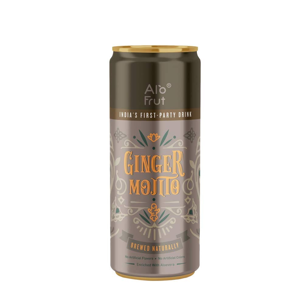 Alo Frut Ginger Mojito, India's First Party Drink, Taste The Natural Fizz, Enriched With Aloevera, No Artificial Colours, 250 Ml (Pack Of 24)