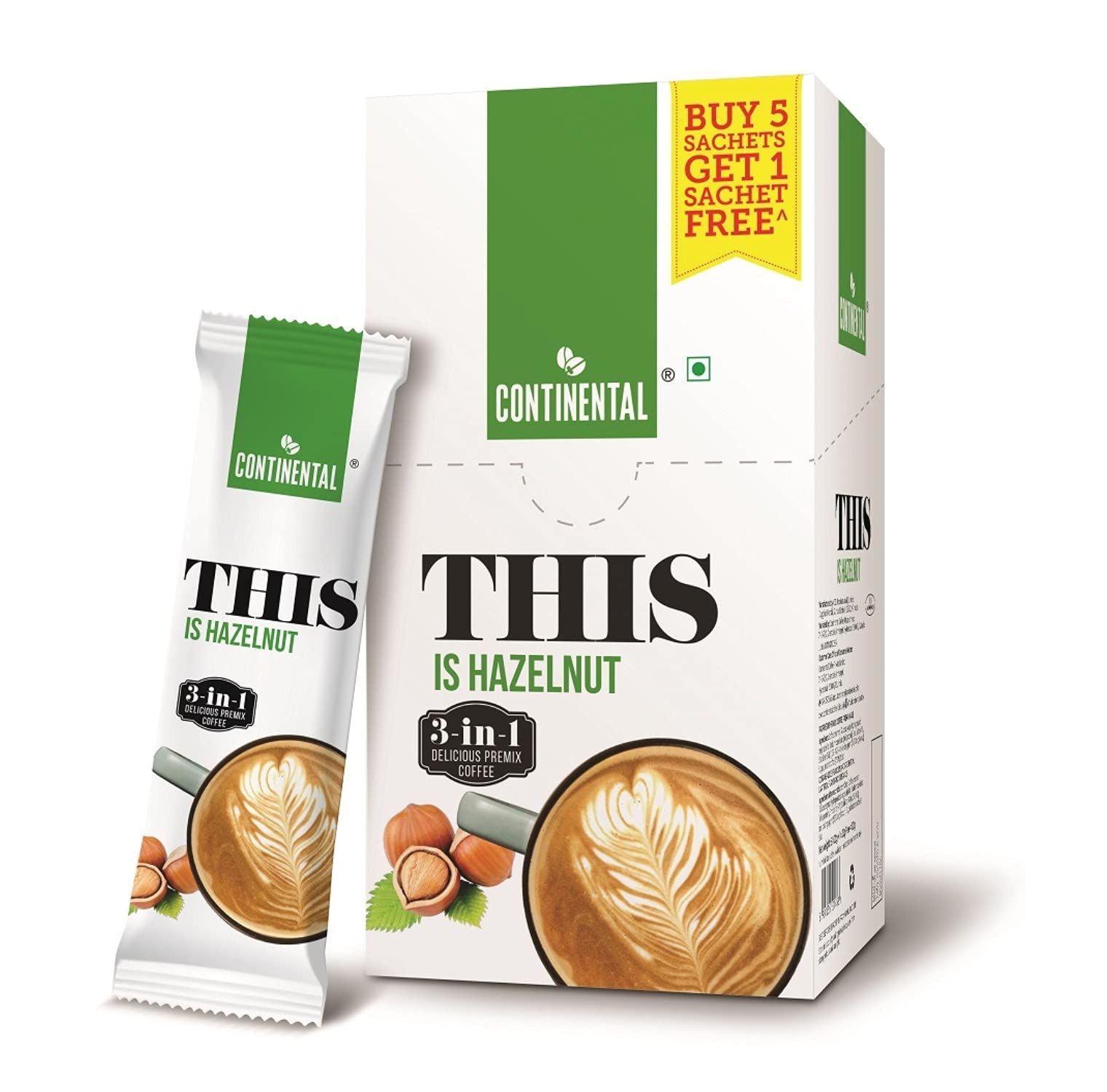 Continental This Hazelnut 3 In 1 Premix Instant Coffee, 132G (22G*6 Sachets)
