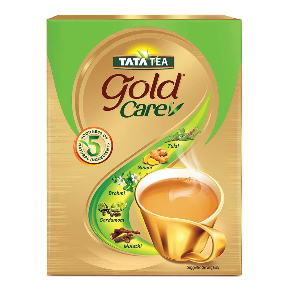 Tata Tea Gold Care, Rich In Taste, Goodness Of Elaichi, Ginger, Tulsi, Brahmi & Mulethi, Black Tea, 500G