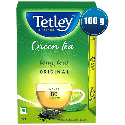 Tetley Long Leaf Original Green Tea, Rich Source Of Antioxidants, Detoxifies Body, 100 G