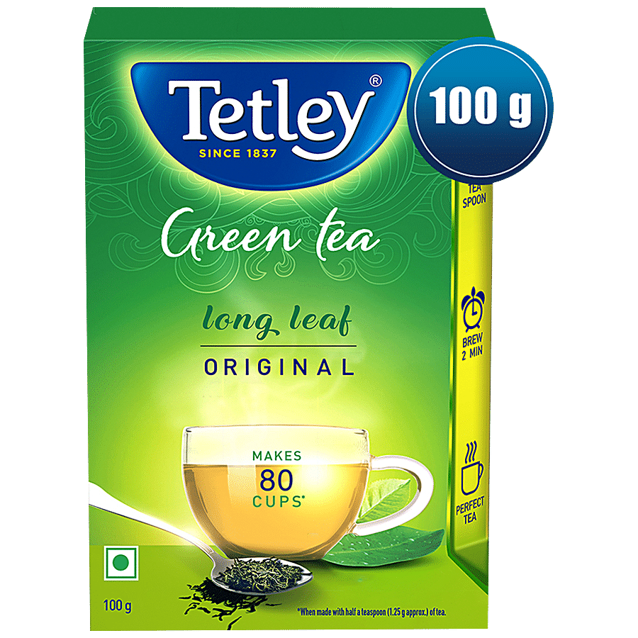 Tetley Long Leaf Original Green Tea, Rich Source Of Antioxidants, Detoxifies Body, 100 G
