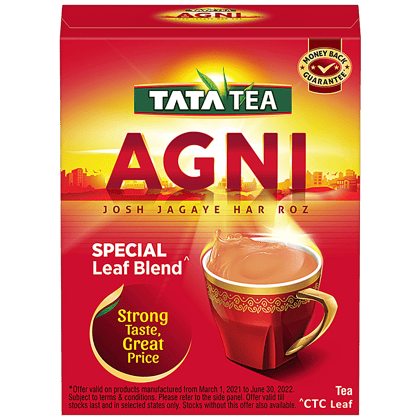 Tata Tea Agni Black Tea, Special Leaf Blend, Ctc, Strong Taste, Energising, 500 G Box