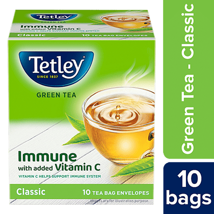 Tetley Green Tea, Regular, 13 G (10 Bags X 1.3 G Each)