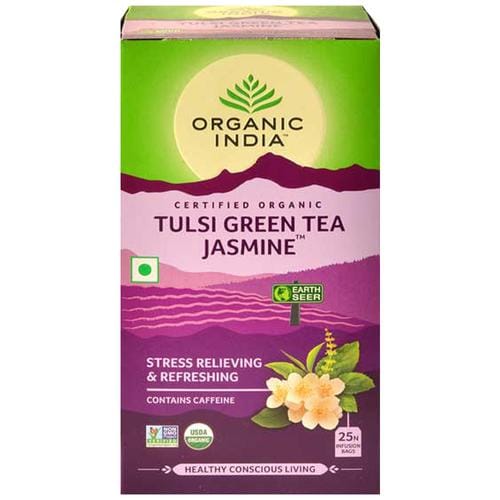 Organic India Organic Tulsi Green Tea, Jasmine, Stress Relieving, 45 G (25 Bags X 1.8 G Each)