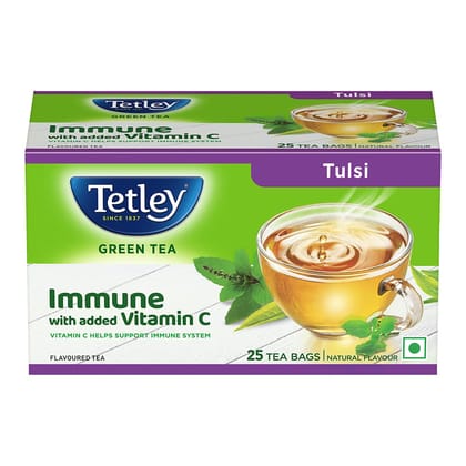 Tetley, Green Tea With Tulsi, Immune With Added Vitamin C, 25 Tea Bags, 30 Grams