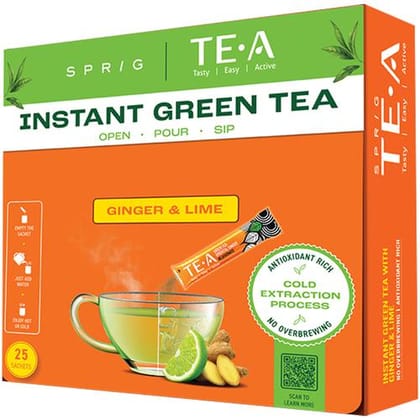 Sprig Tea Te.A Green Tea, Oriental Ginger With Lime, Rich In Antioxidants & Vitamin C, 17.5 G (25 Sachets X 0.7 G Each)