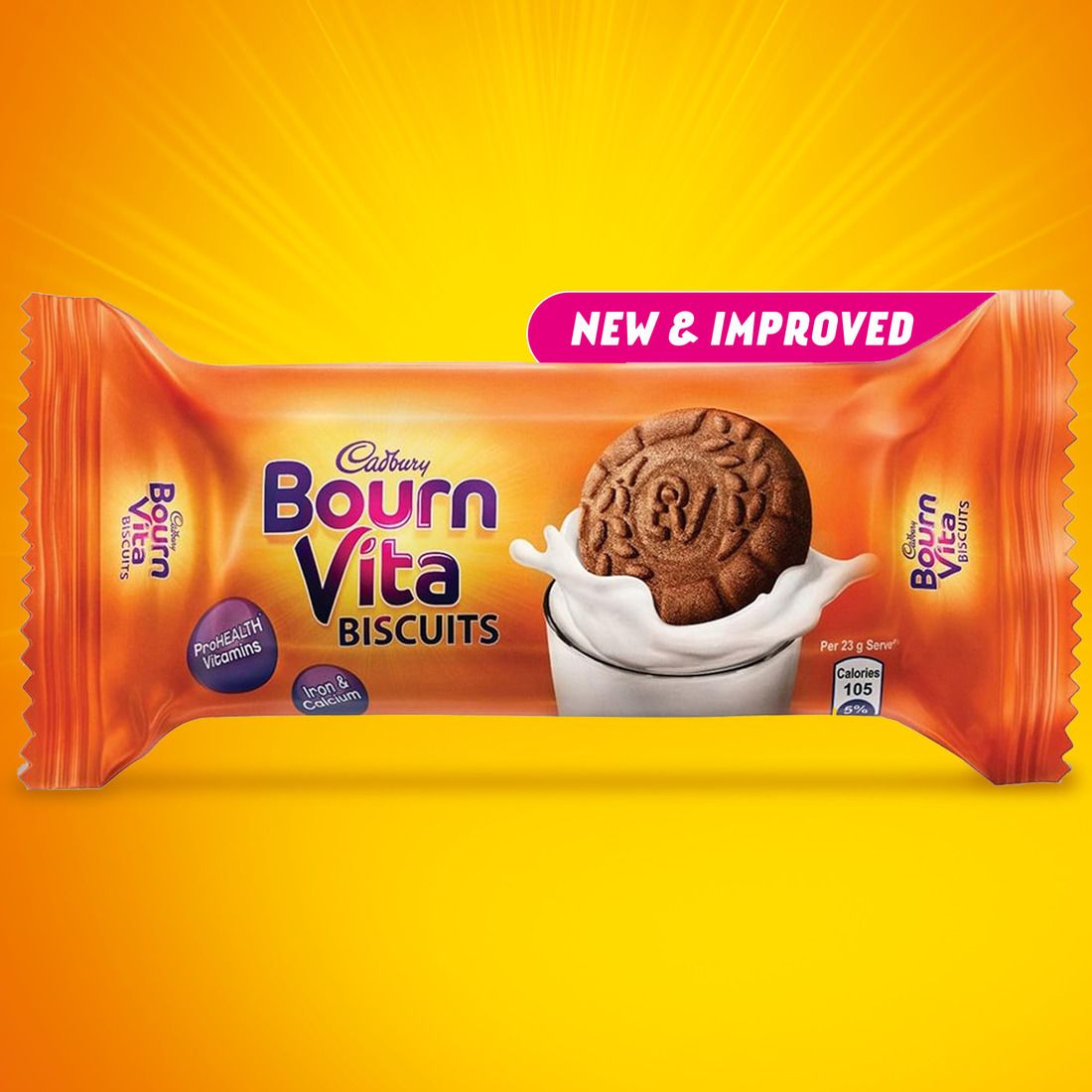 Cadbury Bournvita Biscuits, New And Improved Chocolatey Cookies (111.6 G)